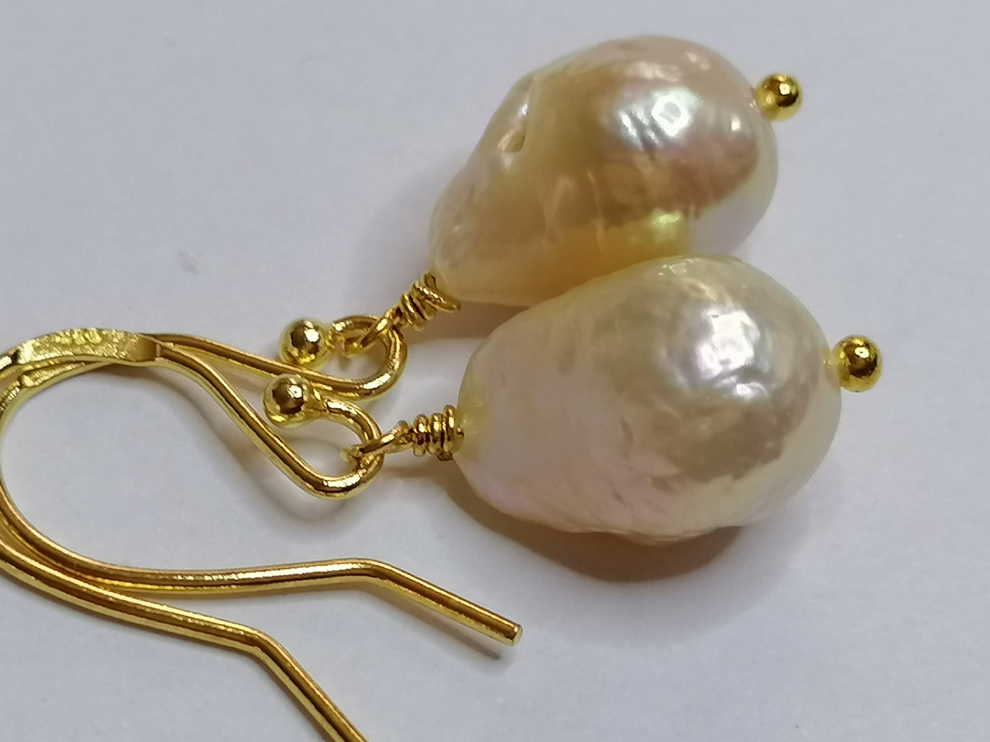 24ct Gold Vermeil 925 Sterling silver Cultured Freshwater Kasumi Pearl Earrings 902