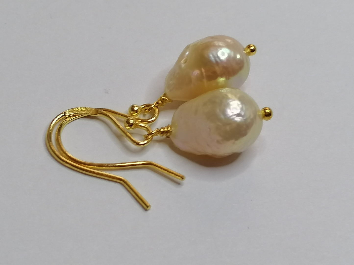 24ct Gold Vermeil 925 Sterling silver Cultured Freshwater Kasumi Pearl Earrings 902