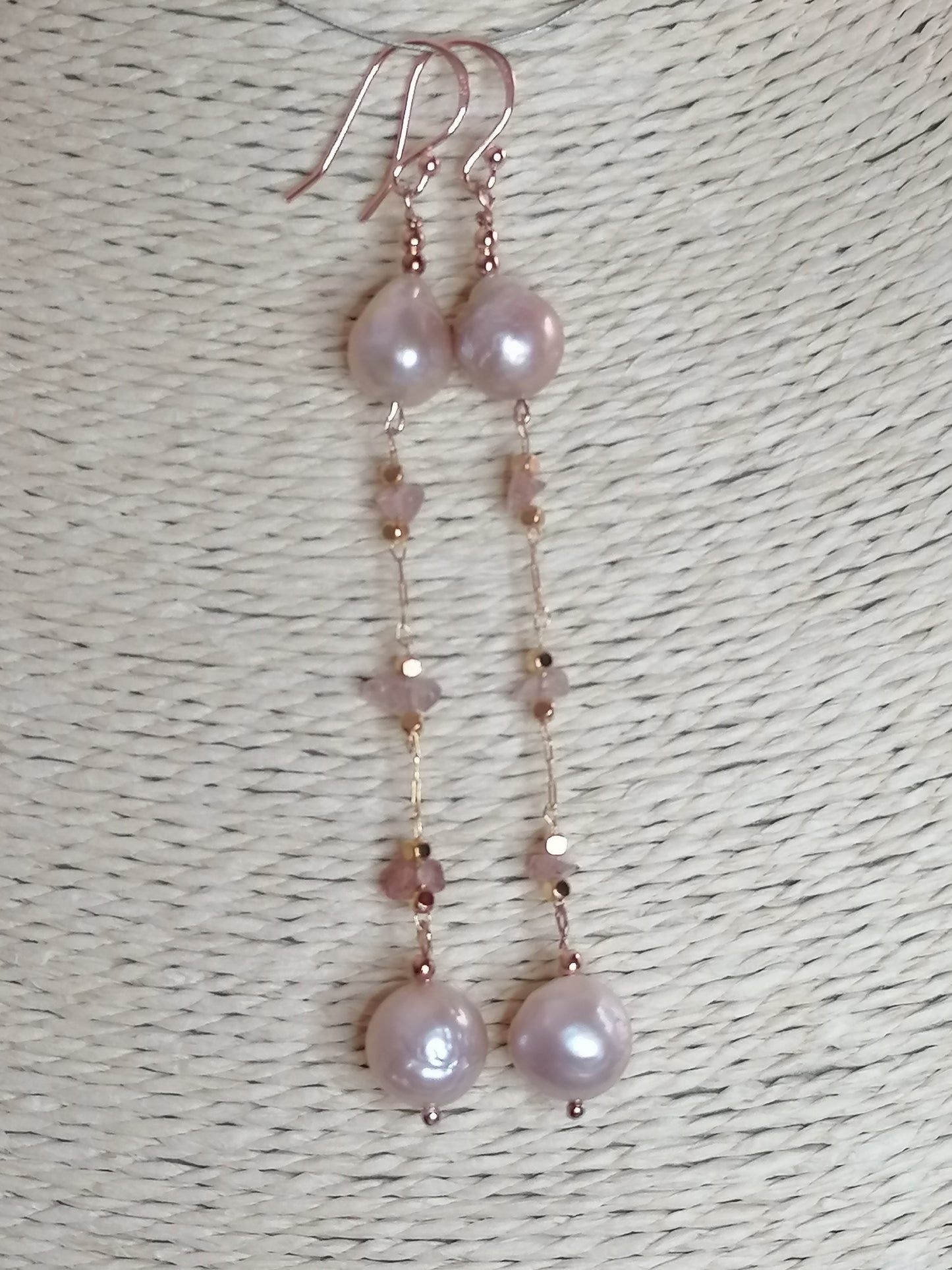 24ct Rose Gold Vermeil 925 Sterling silver Cultured Freshwater Kasumi Pearl Drop Earrings 962