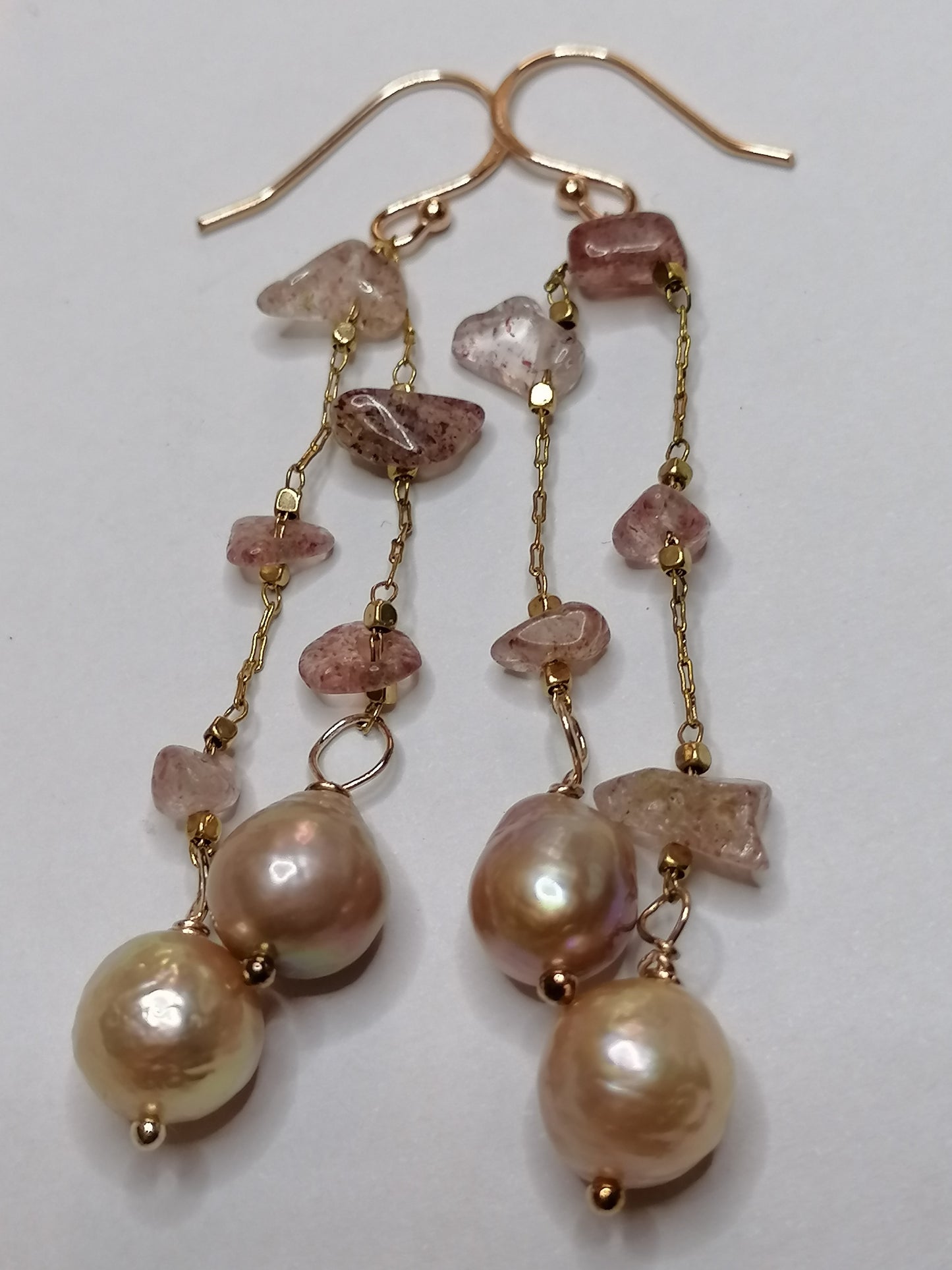 24ct Rose Gold Vermeil 925 Sterling silver Cultured Freshwater Kasumi Pearl Drop Earrings 769