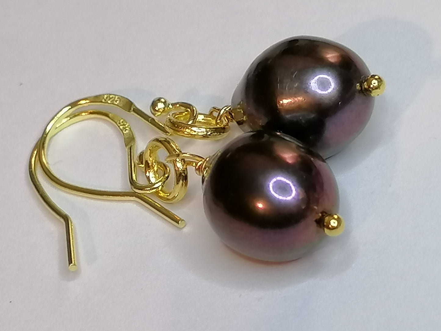 24ct Gold vermeil 925 Sterling Silver Cultured Freshwater Baroque Pearl Earrings 882