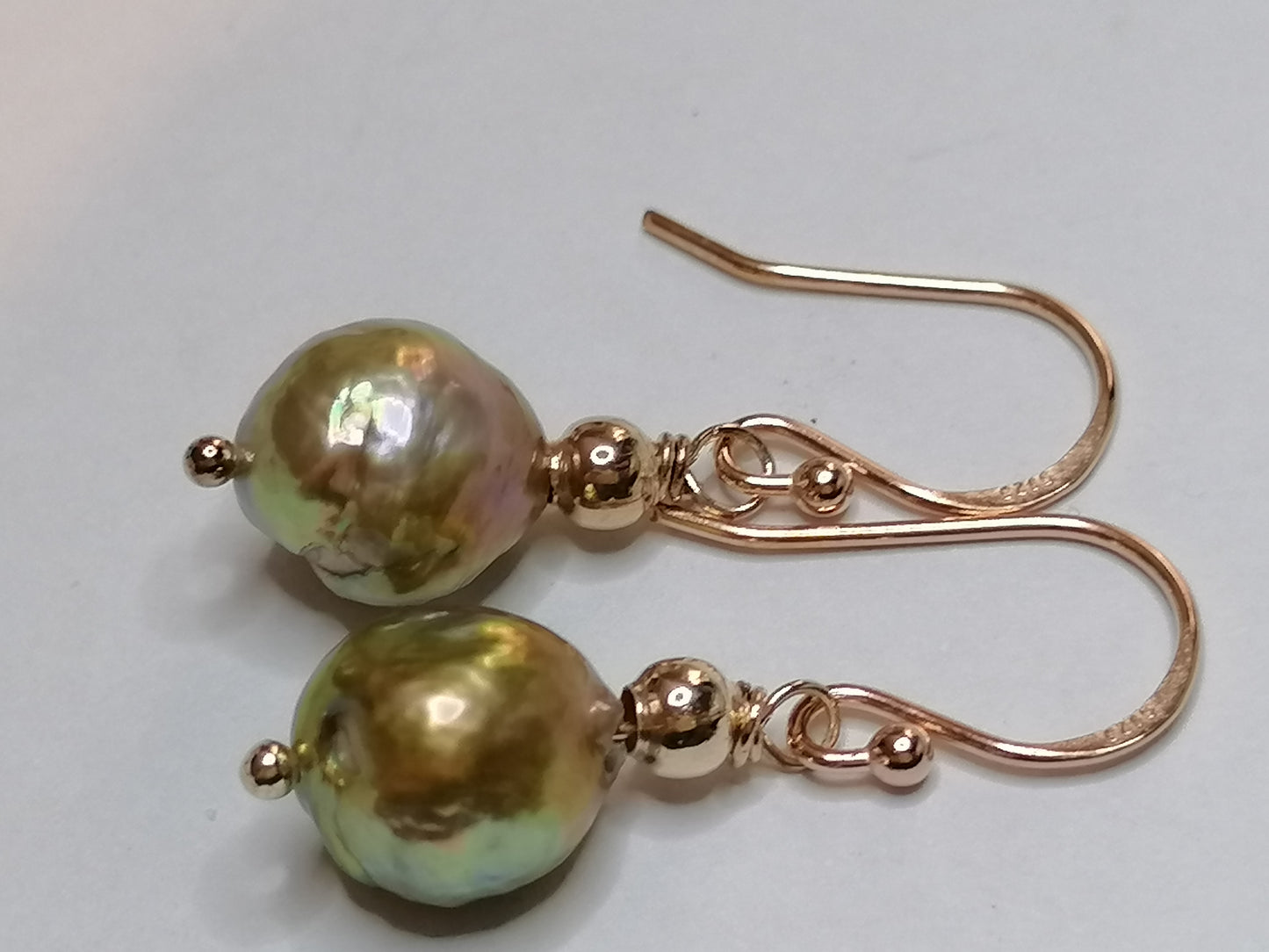 24ct Rose Gold Vermeil 925 Sterling silver Cultured Freshwater Kasumi Pearl Earrings 860