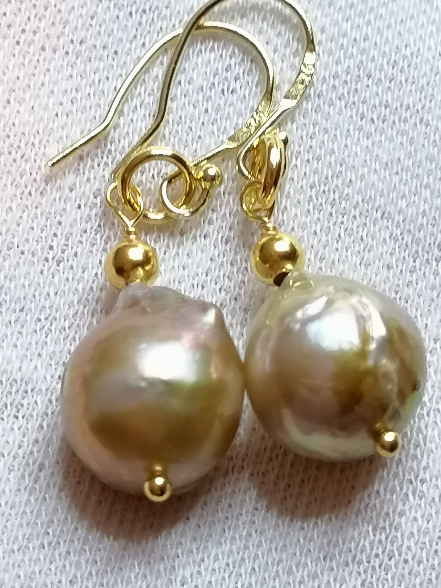 24ct Gold Vermeil 925 Sterling silver Cultured Freshwater Kasumi Pearl earrings 785