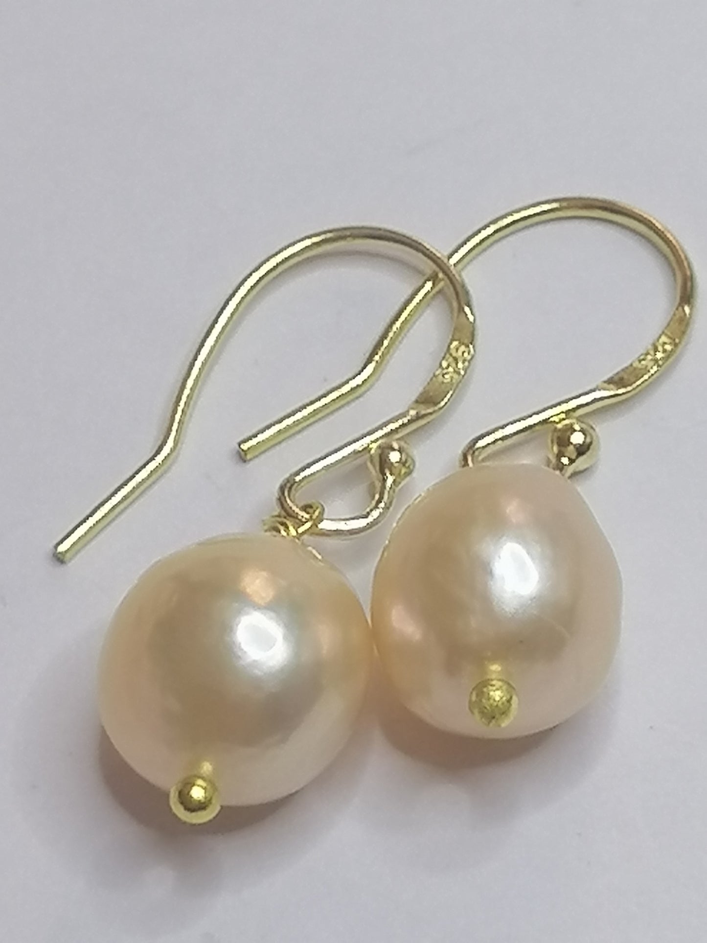 24ct Gold Vermeil 925 Sterling silver Cultured Freshwater Kasumi Pearl Earrings 464