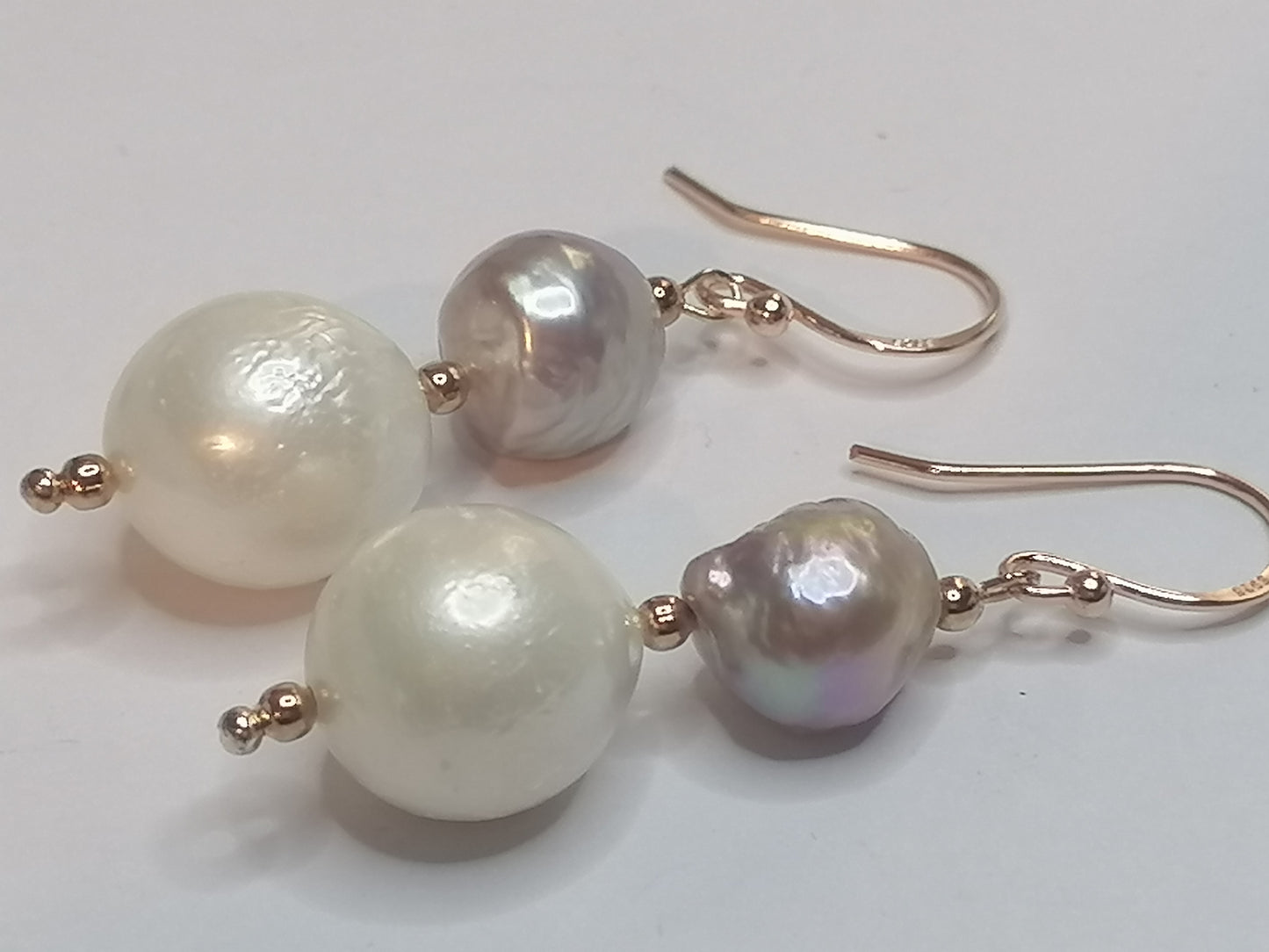 24ct Rose Gold Vermeil 925 Sterling silver Cultured Freshwater Kasumi Pearl Earrings 950