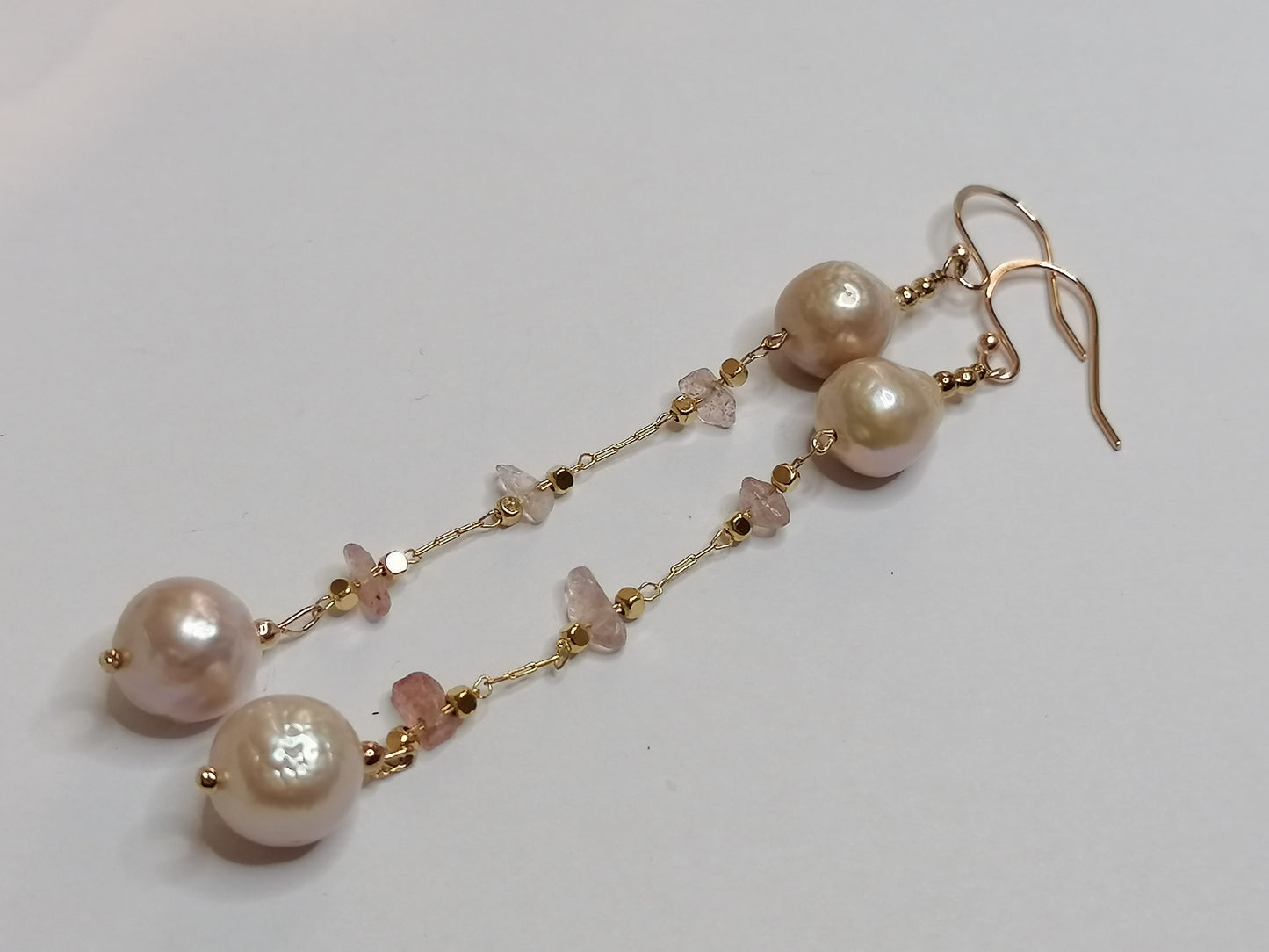 24ct Rose Gold Vermeil 925 Sterling silver Cultured Freshwater Kasumi Pearl Drop Earrings 962