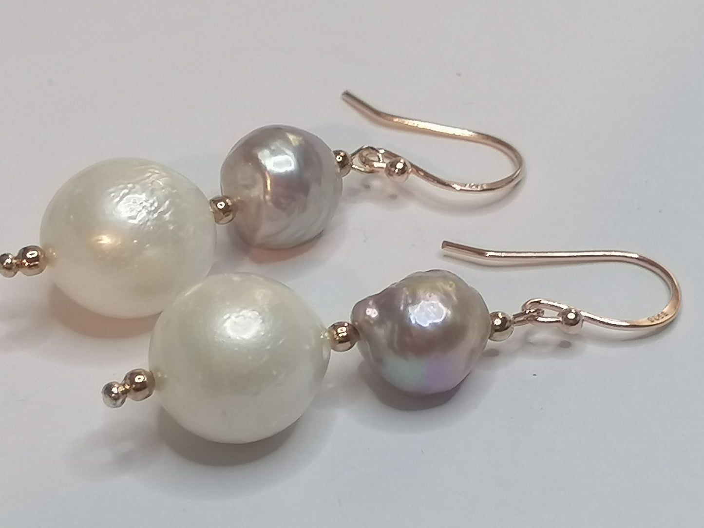 24ct Rose Gold Vermeil 925 Sterling silver Cultured Freshwater Kasumi Pearl Earrings 950