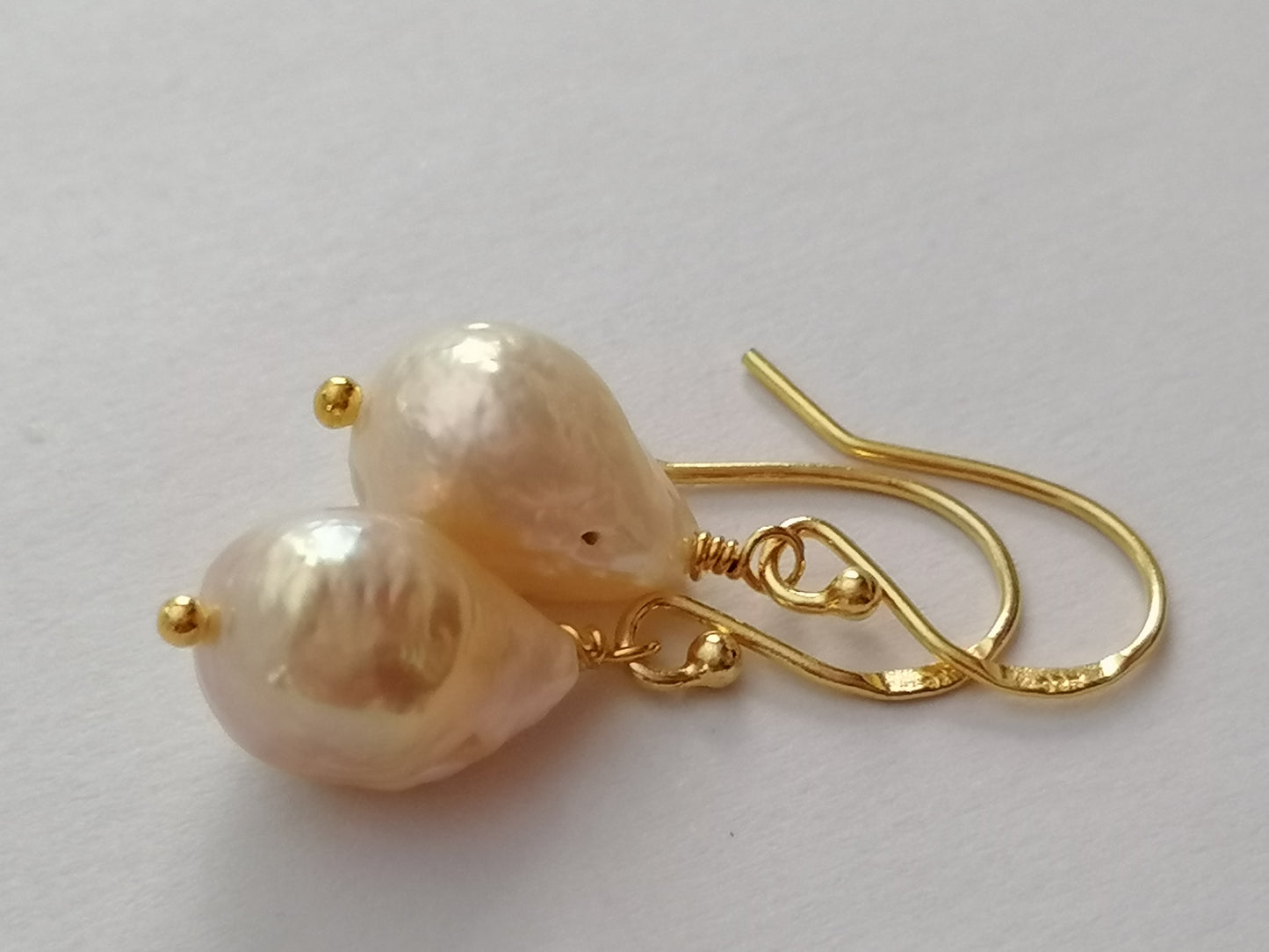 24ct Gold Vermeil 925 Sterling silver Cultured Freshwater Kasumi Pearl Earrings 902