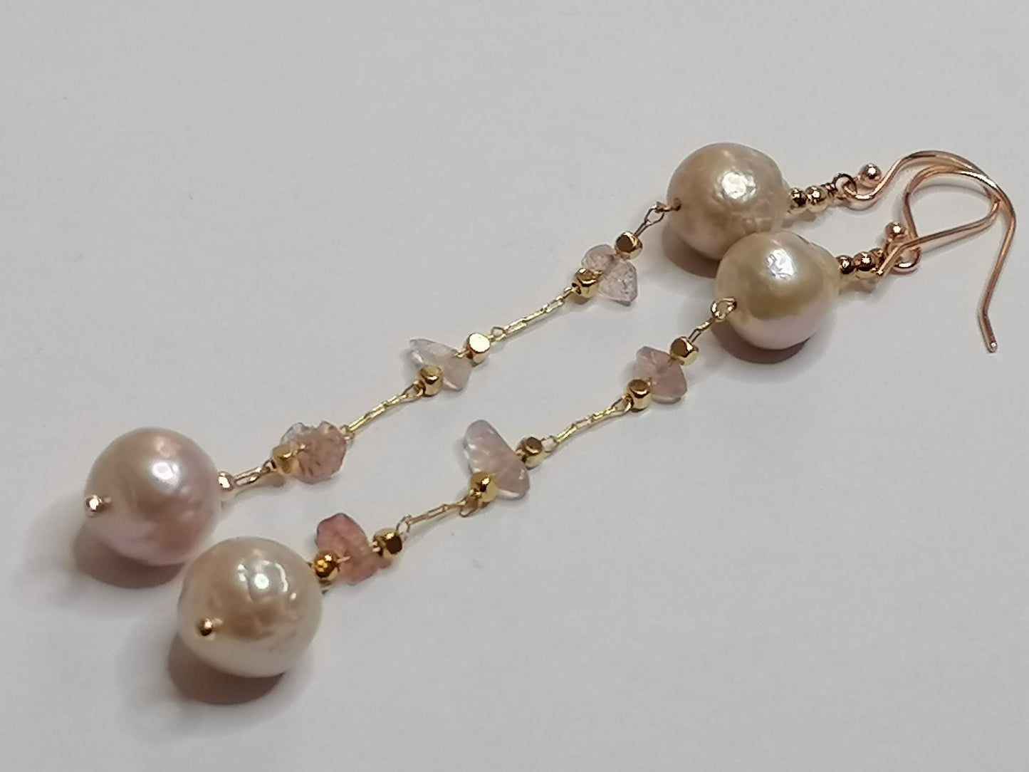 24ct Rose Gold Vermeil 925 Sterling silver Cultured Freshwater Kasumi Pearl Drop Earrings 962