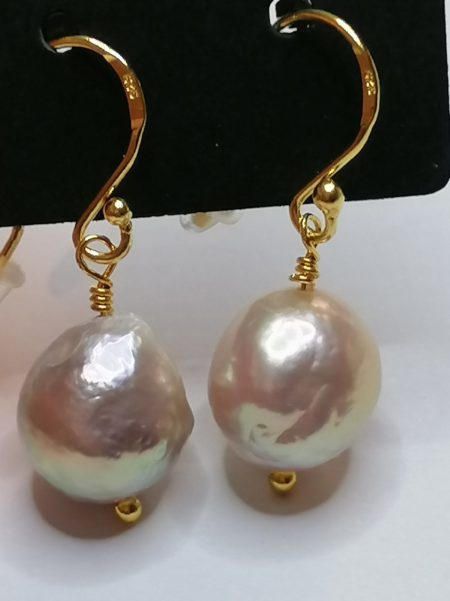 24ct Gold Vermeil 925 Sterling silver Cultured Freshwater Kasumi Pearl Earrings 893