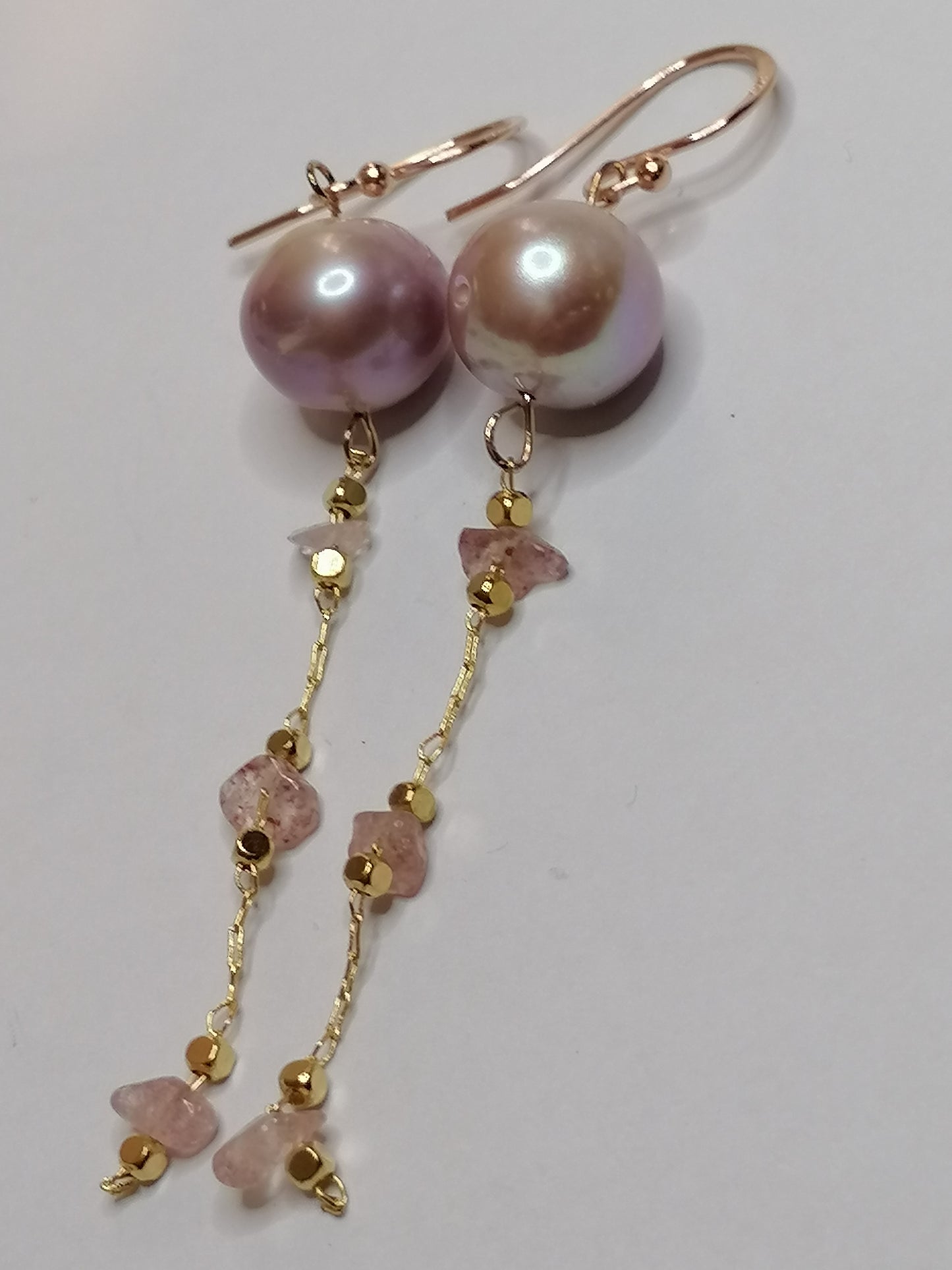 24ct Rose Gold Vermeil 925 Sterling silver Cultured Freshwater Edison Pearl Drop Earrings 951