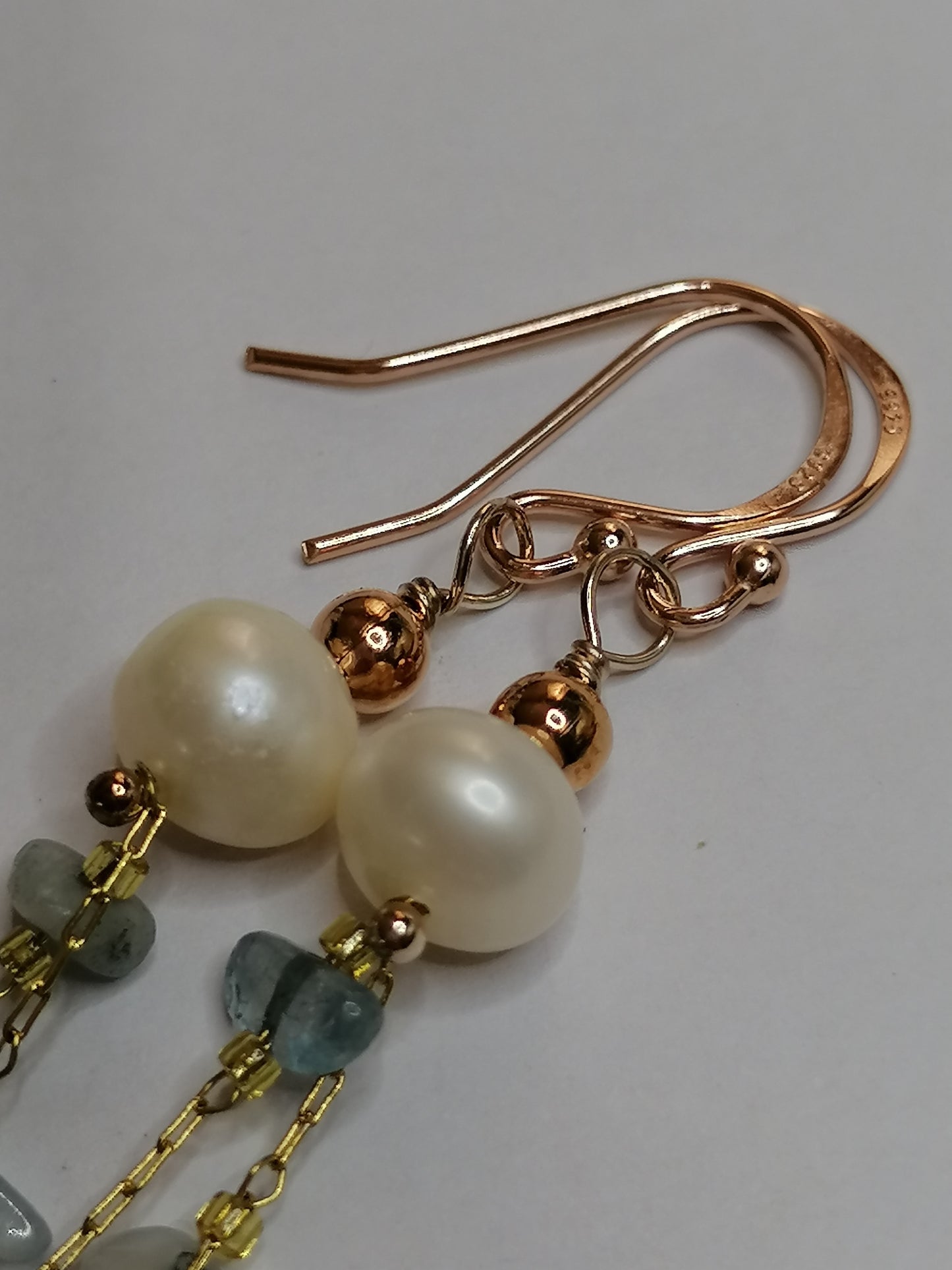 24ct Rose Gold Vermeil 925 Sterling silver Cultured Freshwater Pearl Drop Earrings 603