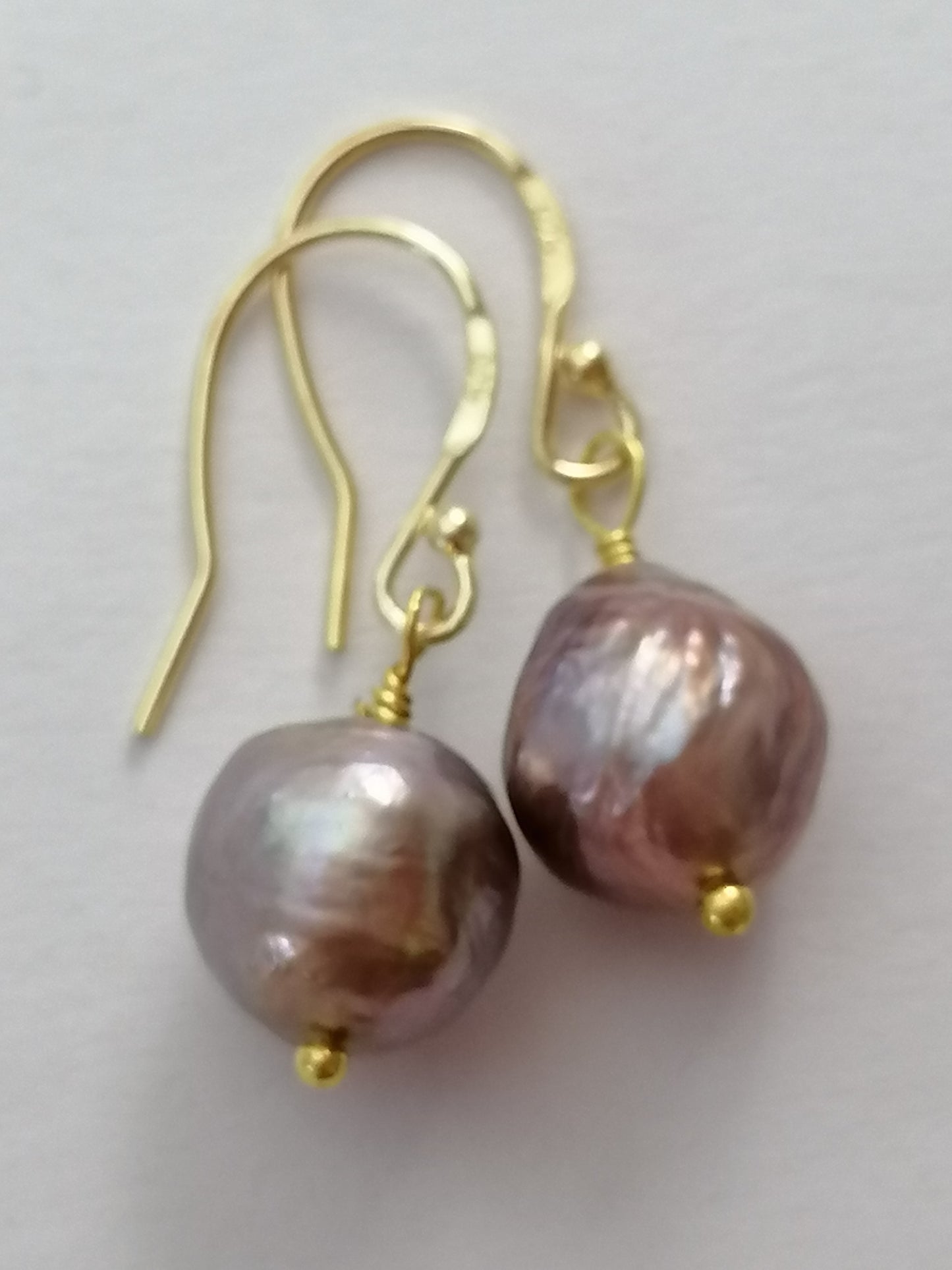 24ct Gold Vermeil 925 Sterling silver Cultured Freshwater Kasumi Pearl Earrings 458