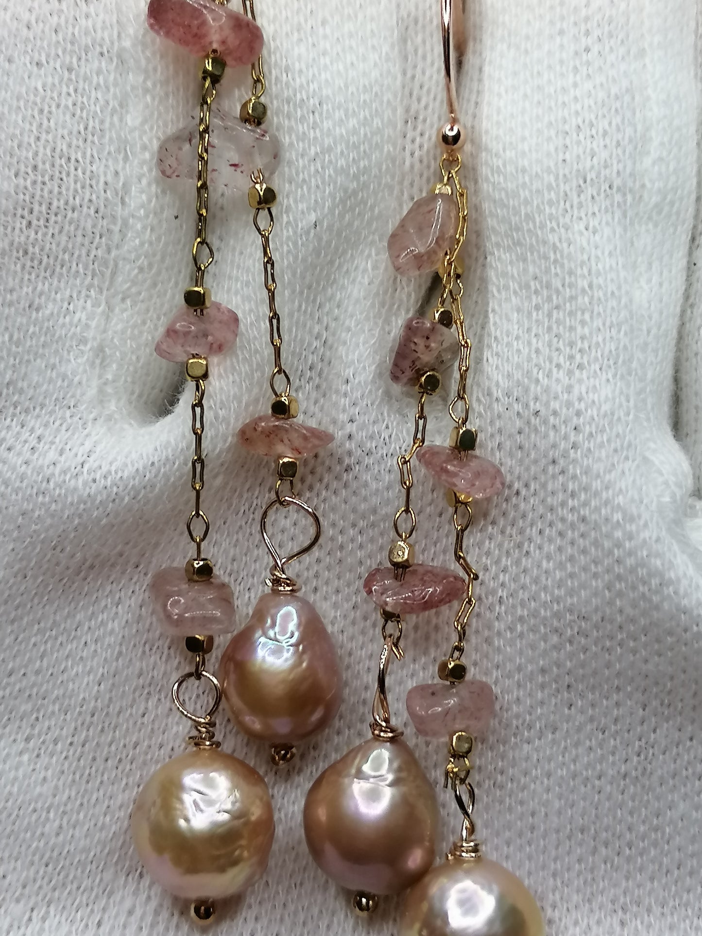 24ct Rose Gold Vermeil 925 Sterling silver Cultured Freshwater Kasumi Pearl Drop Earrings 769