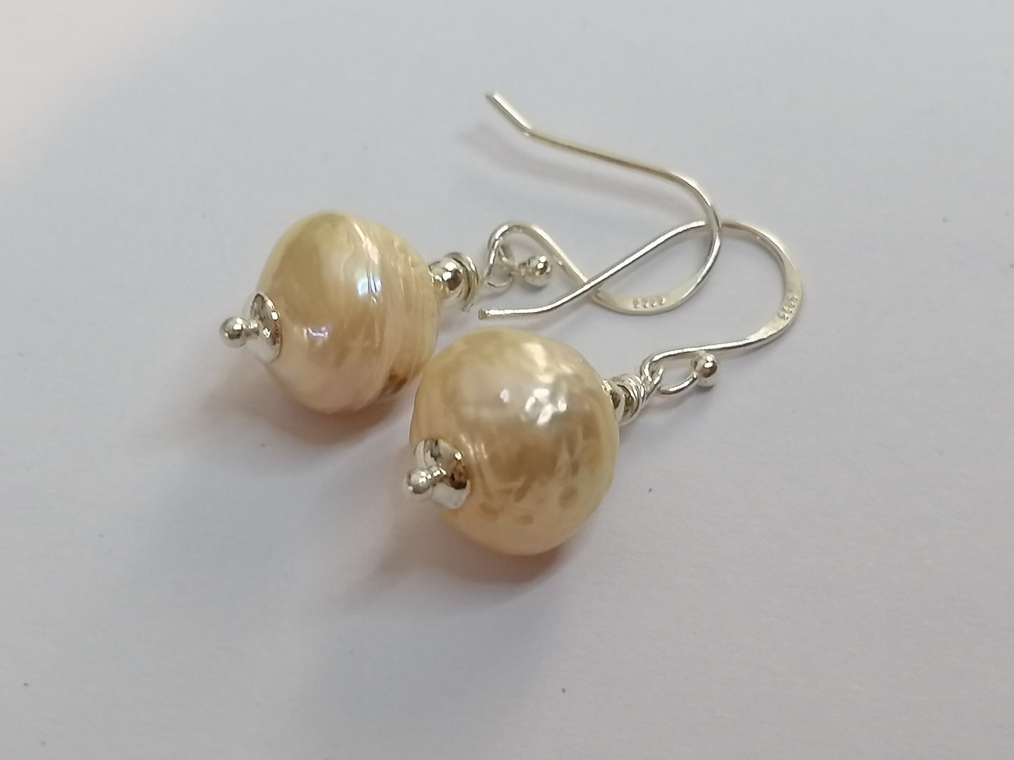 925 Sterling Silver Cultured Freshwater Kasumi Pearl Drop Earrings 942