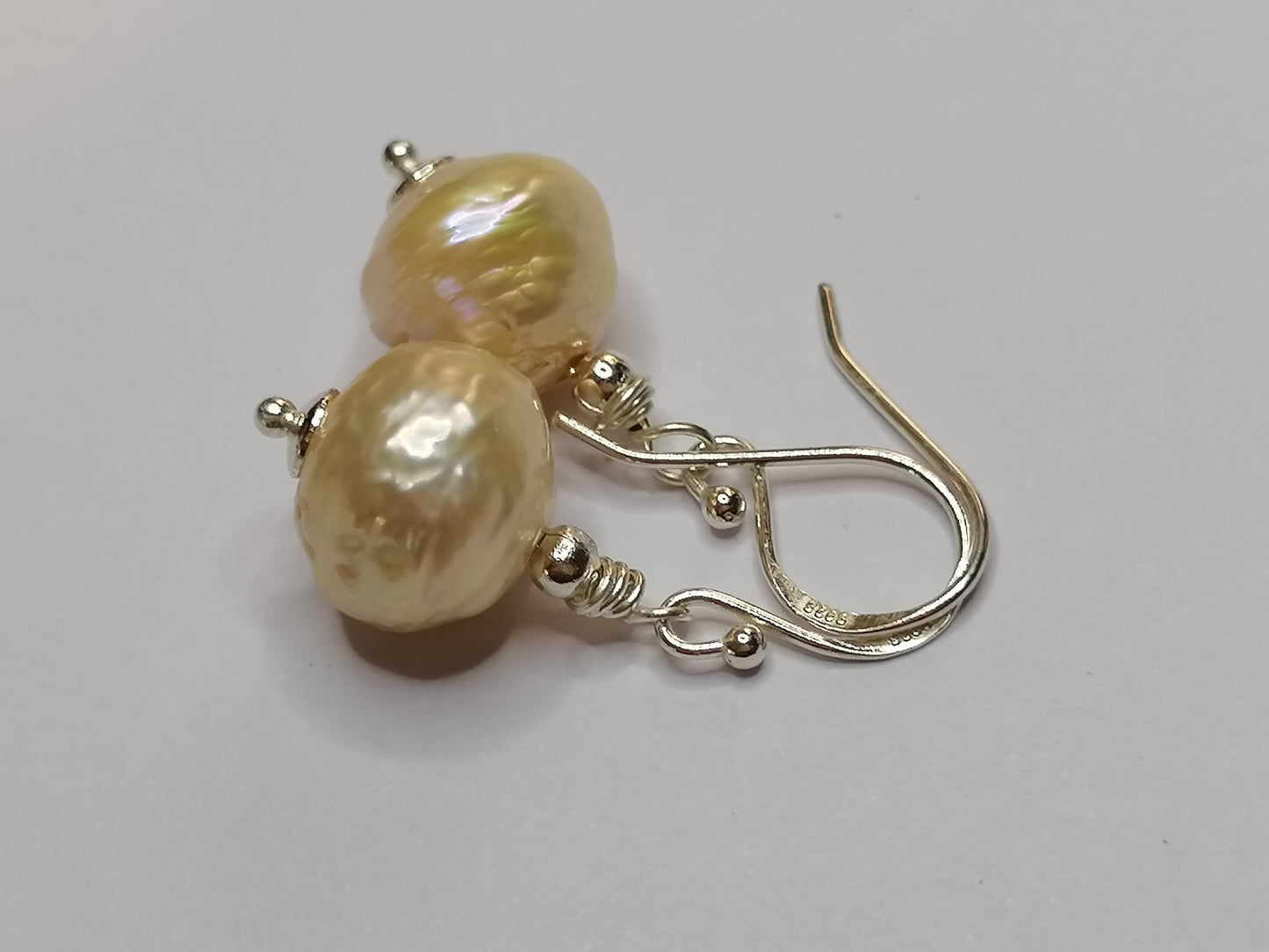 925 Sterling Silver Cultured Freshwater Kasumi Pearl Drop Earrings 942