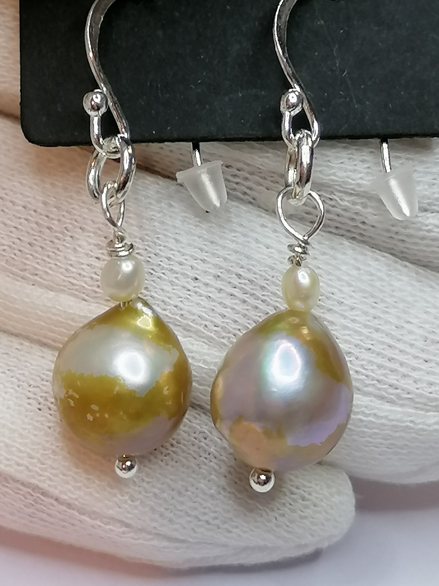 925 Sterling Silver Cultured Kasumi Pearl Drop Earrings Handmade 938