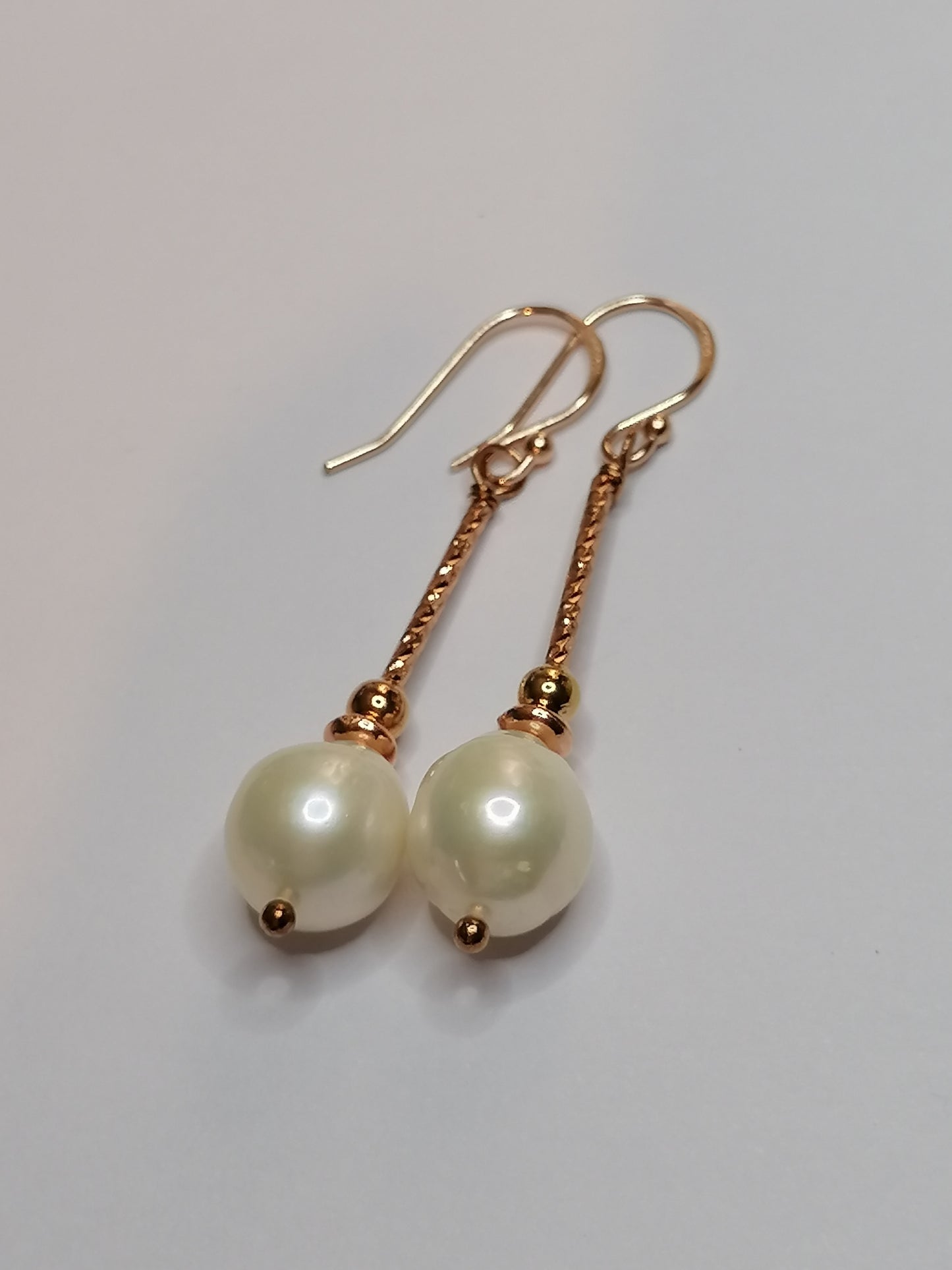 24ct Rose Gold Vermeil 925 Sterling silver Cultured Freshwater Pearl Drop Earrings 581