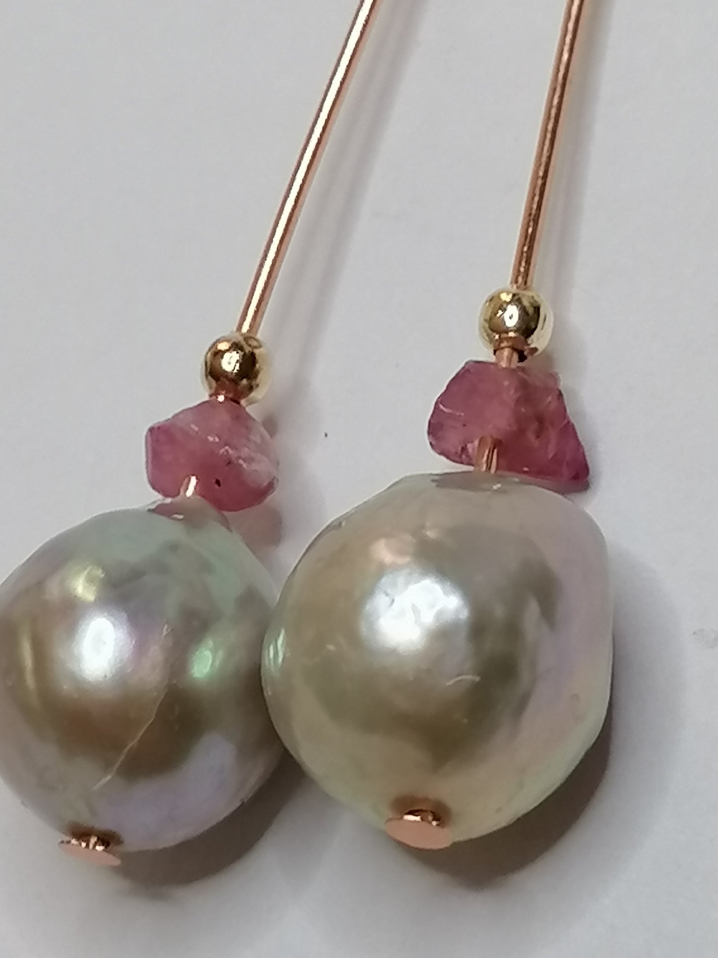 24ct Rose Gold Vermeil 925 Sterling silver Cultured Freshwater Ming Pearl Drop Earrings 905