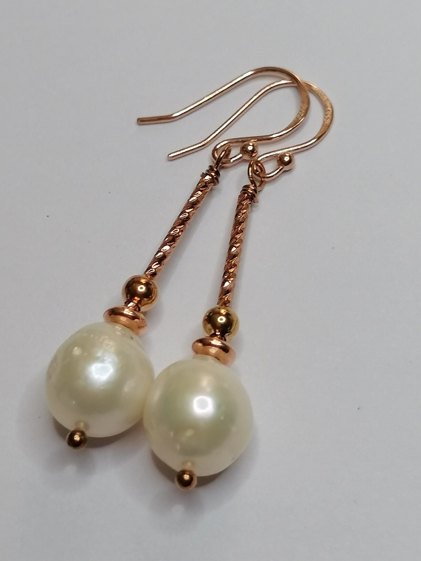 24ct Rose Gold Vermeil 925 Sterling silver Cultured Freshwater Pearl Drop Earrings 581