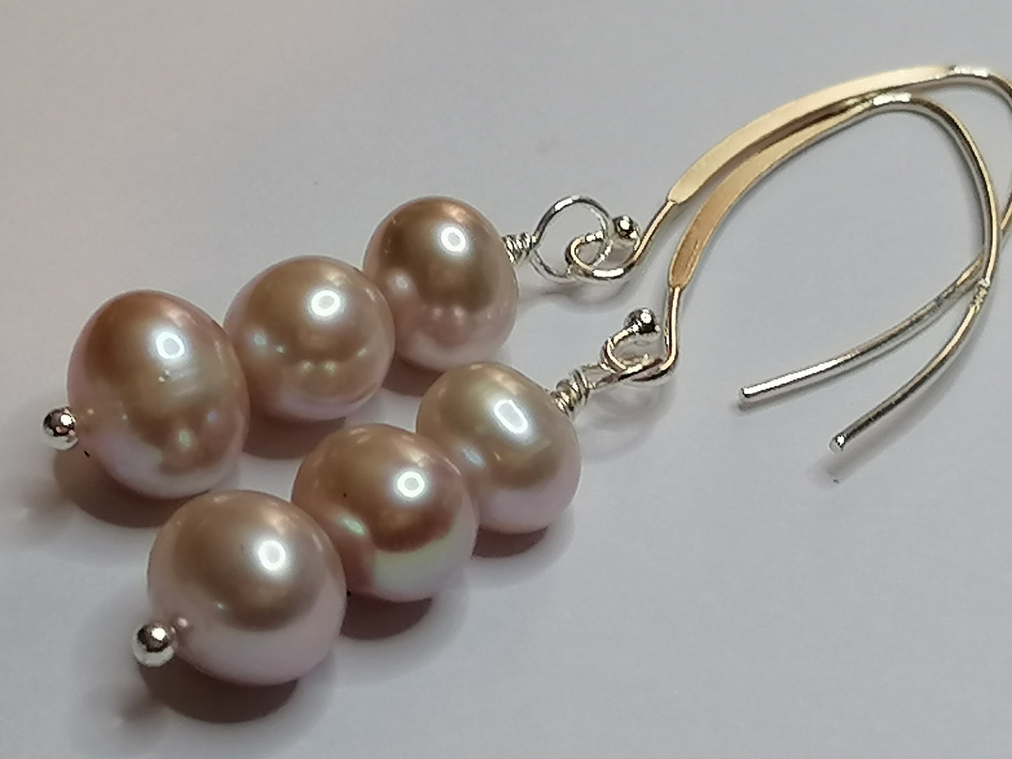 925 Sterling Silver Cultured Freshwater Pearl Marquise Earrings 590