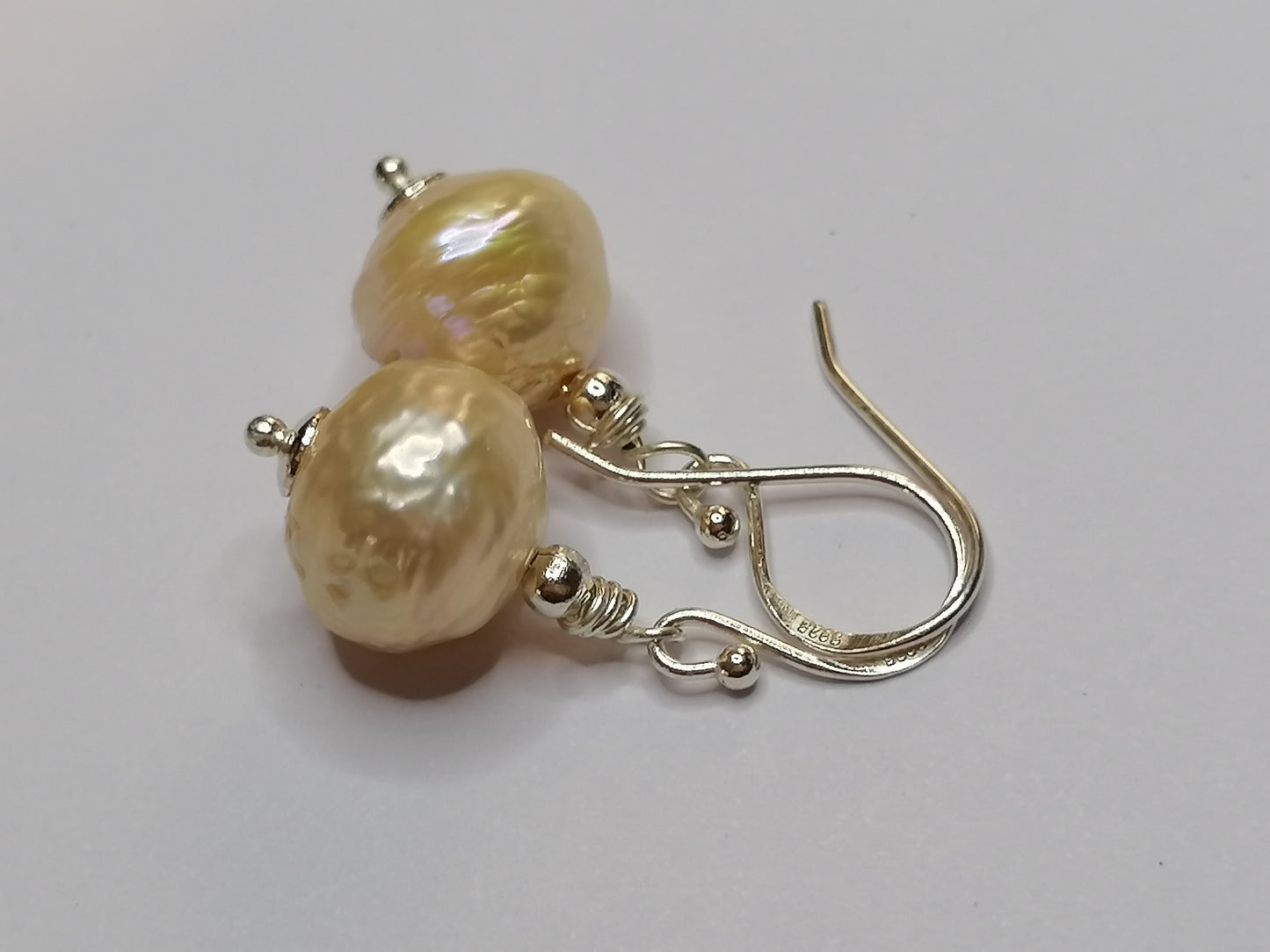 925 Sterling Silver Cultured Freshwater Kasumi Pearl Drop Earrings 942