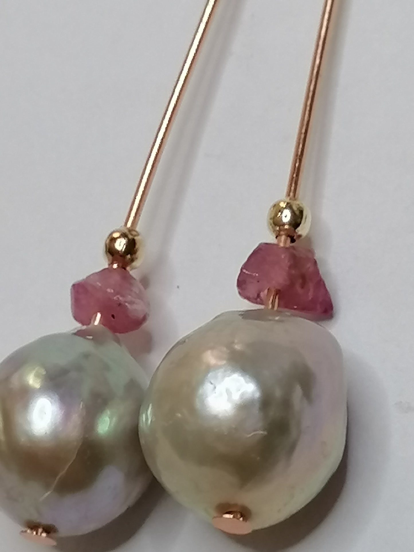 24ct Rose Gold Vermeil 925 Sterling silver Cultured Freshwater Ming Pearl Drop Earrings 905