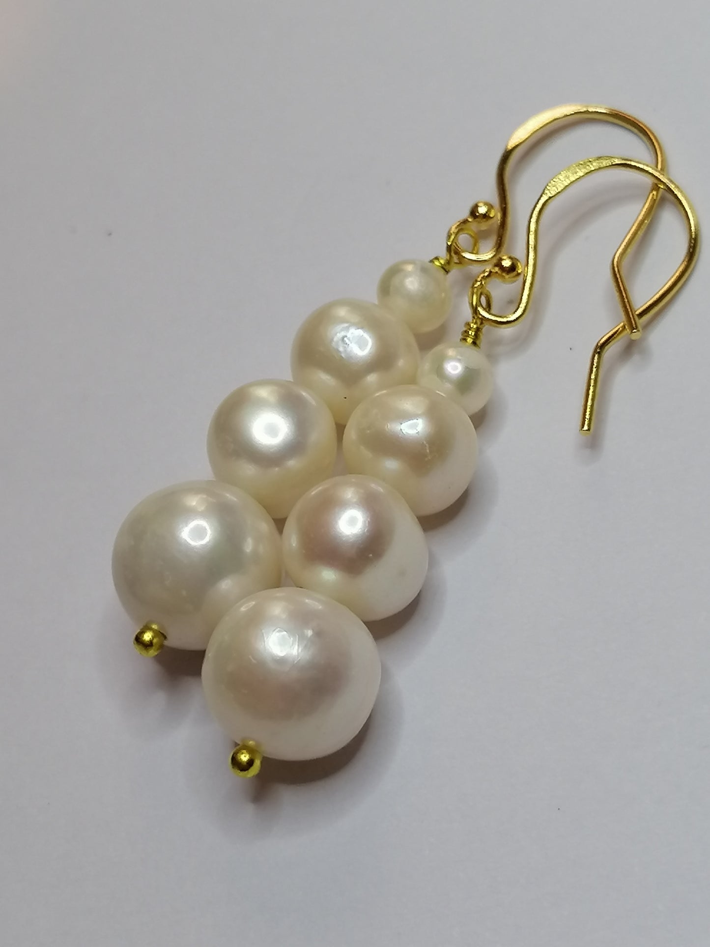 24ct Gold Vermeil 925 Sterling silver Cultured Freshwater Pearl Earrings Graduated 498